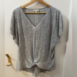 Dana Buchman Grey Short Sleeve Blouse